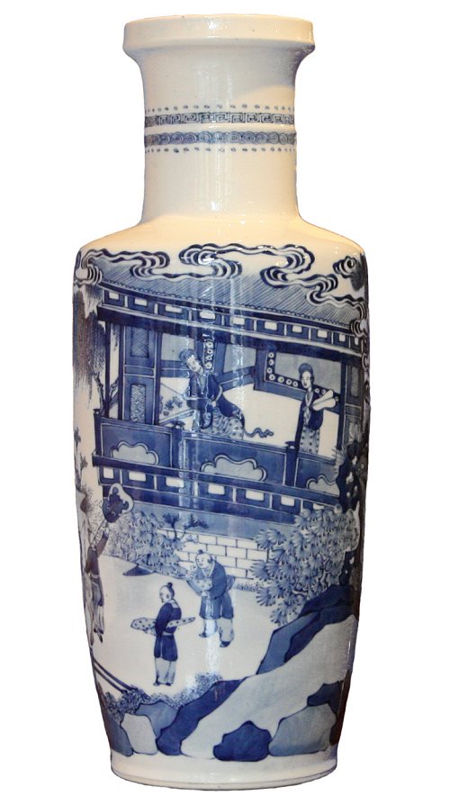 Cobalt and white rouleau vase