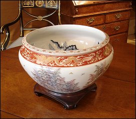 Late Meiji period large porcelain fish bowl