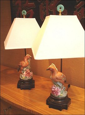 A pair of Chinese spill vases, now mounted as table lamps