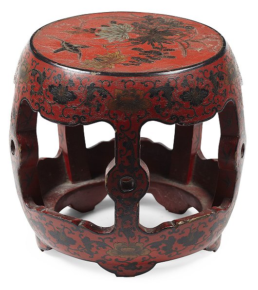 Chinese export red lacquer small table
