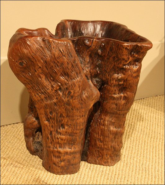 Chinese large eccentric form wood container for scrolls