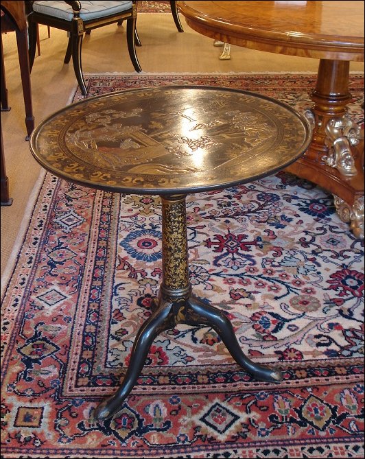 George II period japanned tilt top table